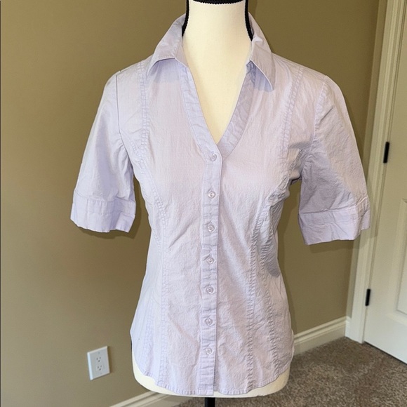 Reitmans Shirt Purple Fitted Button Down Short Sleeve with Collar Women's Sz 7 - Picture 1 of 11